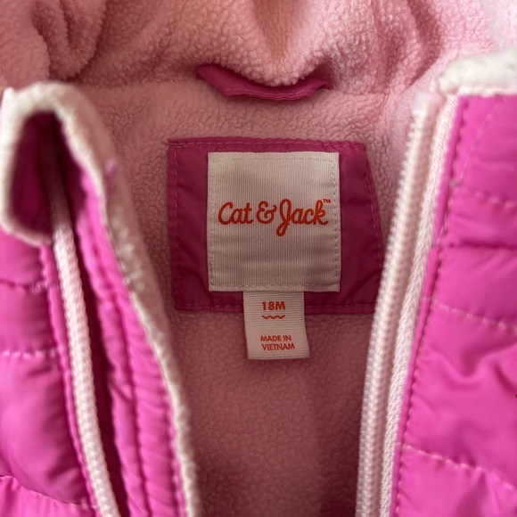 Cat & Jack Adorable pink puffer warm jacket for 18mos - Picture 2 of 6